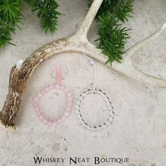 Pink & Clear Beaded Stretch Bracelets - Picture 3 of 4